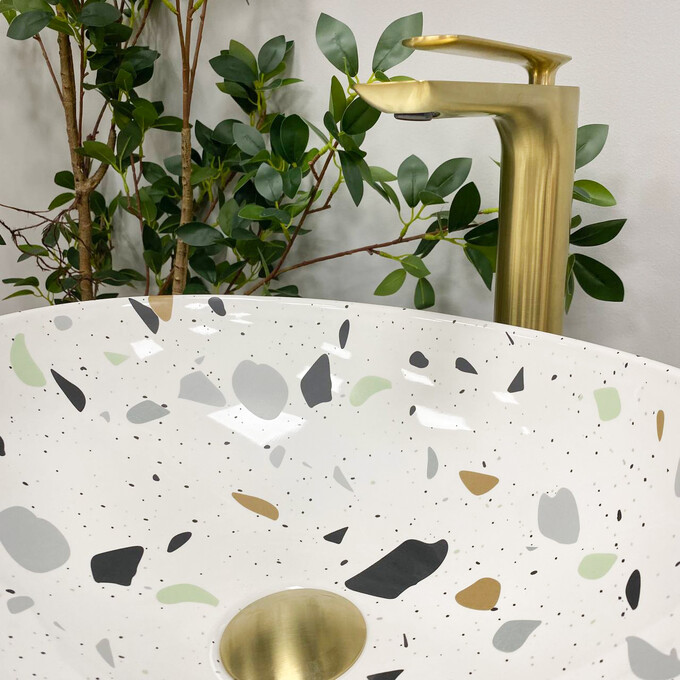 Раковина VBI Parma Terazzo Glossy VBI-011011 (42x34 см, тераззо, чаша), Доступні розміри: 42 x 34, Колір виробника: тераззо глянсовий, фото , изображение 4