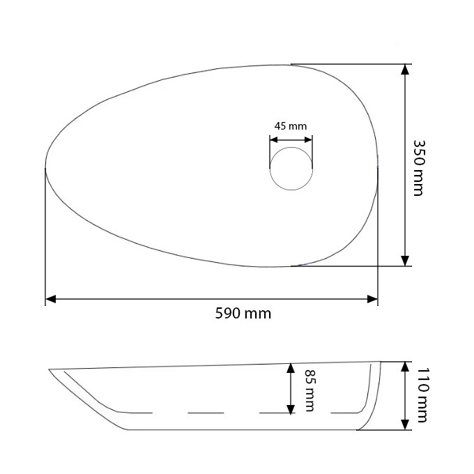 Умывальник VBI Trento 60 White VBI-011904 (59x35 см, чаша), Доступные размеры: 59 x 35, фото 4