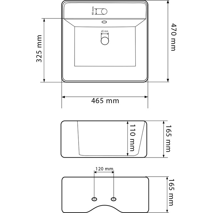 Умивальник VBI Teramo White VBI-014701 (47x47 см), Доступні розміри: 47 x 47, Колір виробника: білий глянець, фото , изображение 4