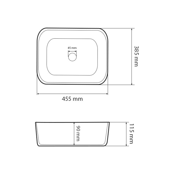 Умивальник VBI Vestone 45 White VBI-017000 (46x39 см), Доступні розміри: 46 x 39, Колір виробника: білий глянець, фото , изображение 4