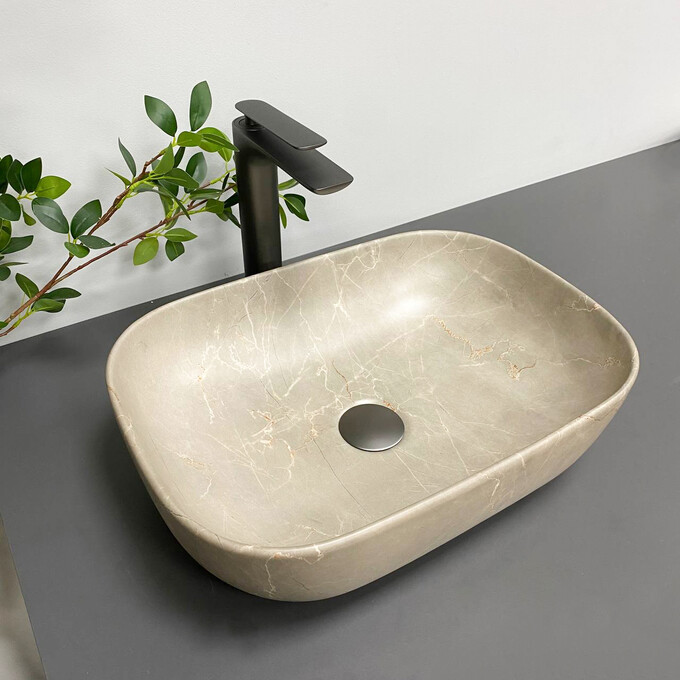 Раковина VBI Ravenna Beige Stone Matt VBI-011215 (45x32 см, бежевий матовий камінь, чаша), Доступні розміри: 45 x 32, Колір виробника: бежевий матовий камінь, фото , изображение 2