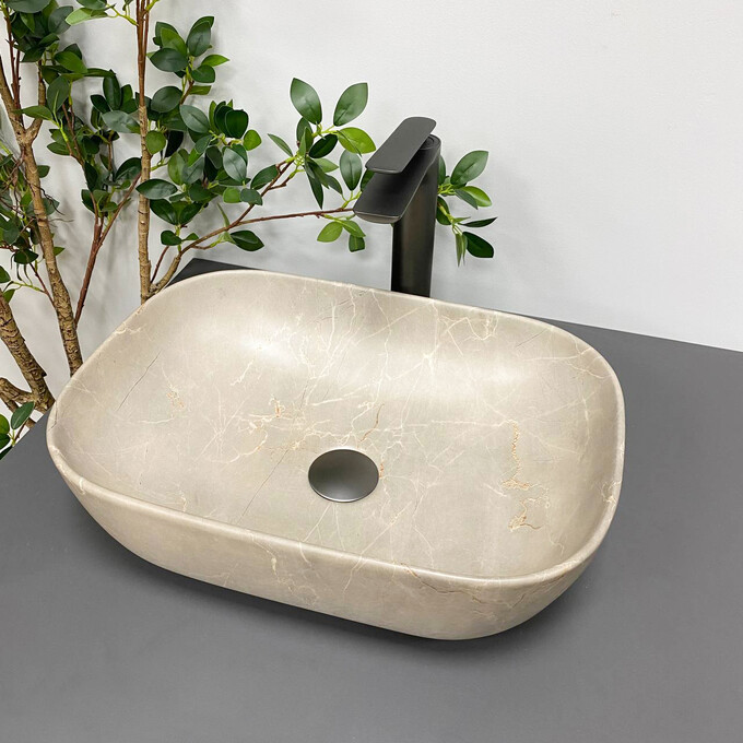Раковина VBI Ravenna Beige Stone Matt VBI-011215 (45x32 см, бежевий матовий камінь, чаша), Доступні розміри: 45 x 32, Колір виробника: бежевий матовий камінь, фото 