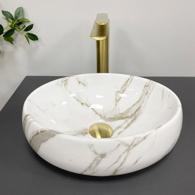 Раковина VBI Veneto S Aiax Glossy VBI-012808 (38x29 см, мармур глянсовий, чаша), Доступні розміри: 38 x 29, Колір виробника: мармур глянсовий, фото , изображение 3