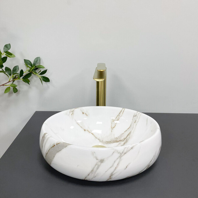 Раковина VBI Veneto S Aiax Glossy VBI-012808 (38x29 см, мармур глянсовий, чаша), Доступні розміри: 38 x 29, Колір виробника: мармур глянсовий, фото , изображение 4