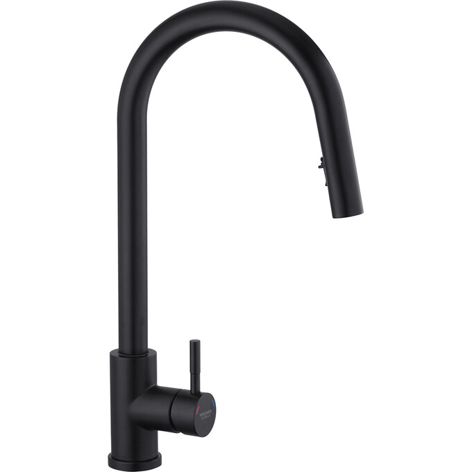 Смеситель для кухни Kroner KRP Edelstahl Klassisch - SCH03915 (брашированный черный, с выдвижной лейкой), фото 