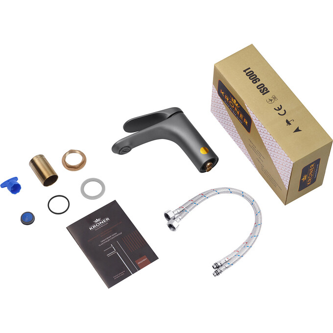 Смеситель для умывальника Kroner KRM Linz - GRN010 (графит), фото 6