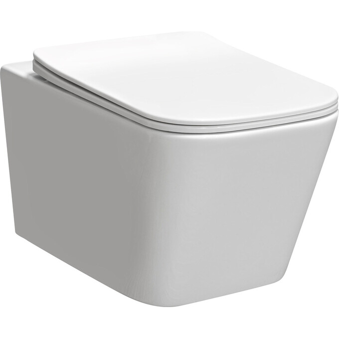 Безободковый подвесной унитаз Kerra Tinos WH (с сиденьем), фото 