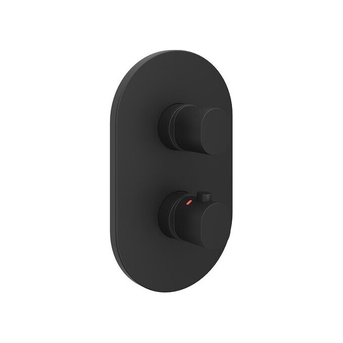 Внешняя часть смесителя скрытого монтажа с термостатом для ванны Ravak Chrome II CR II 063.20BL.O2.RB071 (X070467, черный), Цвет производителя: черный, фото 