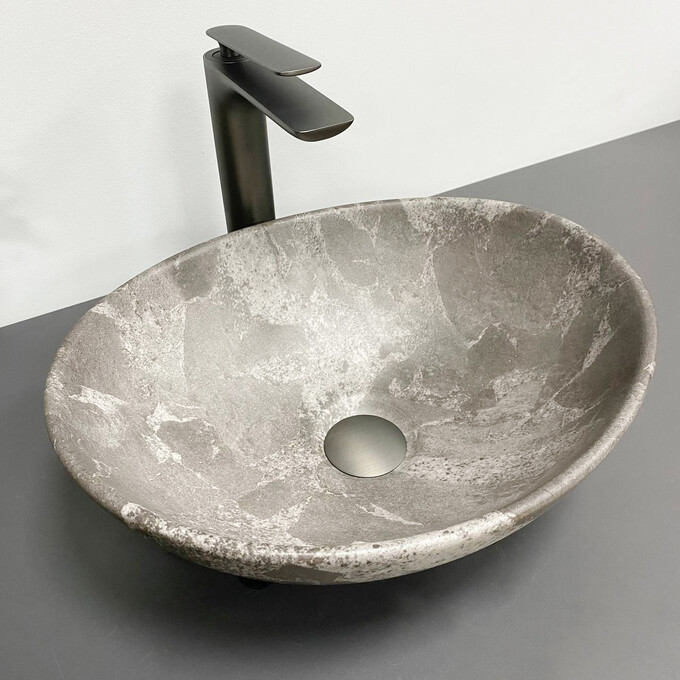 Раковина VBI Parma Dark Grey Stone Matt VBI-011019 (42x34 см, матовий темно-сірий камінь, чаша), Доступні розміри: 42 x 34, Колір виробника: темно-сірий камінь матовий, фото 