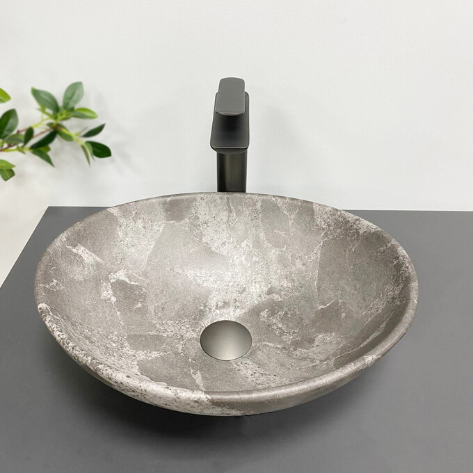 Раковина VBI Parma Dark Grey Stone Matt VBI-011019 (42x34 см, матовий темно-сірий камінь, чаша), Доступні розміри: 42 x 34, Колір виробника: темно-сірий камінь матовий, фото , изображение 2