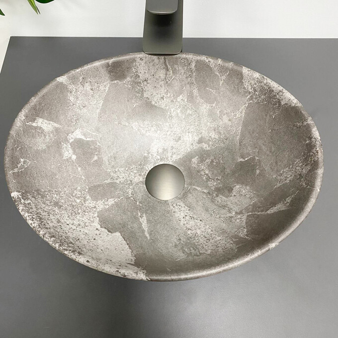 Раковина VBI Parma Dark Grey Stone Matt VBI-011019 (42x34 см, матовий темно-сірий камінь, чаша), Доступні розміри: 42 x 34, Колір виробника: темно-сірий камінь матовий, фото , изображение 3