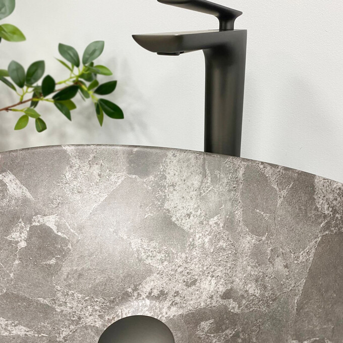 Раковина VBI Parma Dark Grey Stone Matt VBI-011019 (42x34 см, матовий темно-сірий камінь, чаша), Доступні розміри: 42 x 34, Колір виробника: темно-сірий камінь матовий, фото , изображение 4