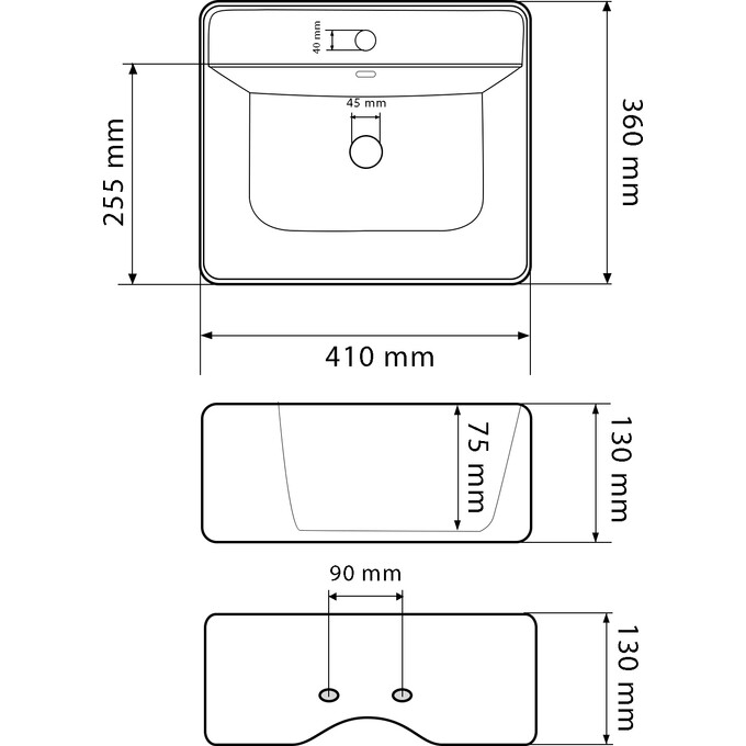 Раковина VBI Padua 40 White VBI-012202 (41x36 см), Доступные размеры: 41 x 36, фото 5