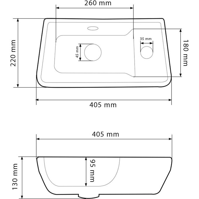 Умивальник VBI Jesi L White VBI-015614 (41x22 см, лівий), Доступні розміри: 41 x 22 L, Колір виробника: білий, фото , изображение 5
