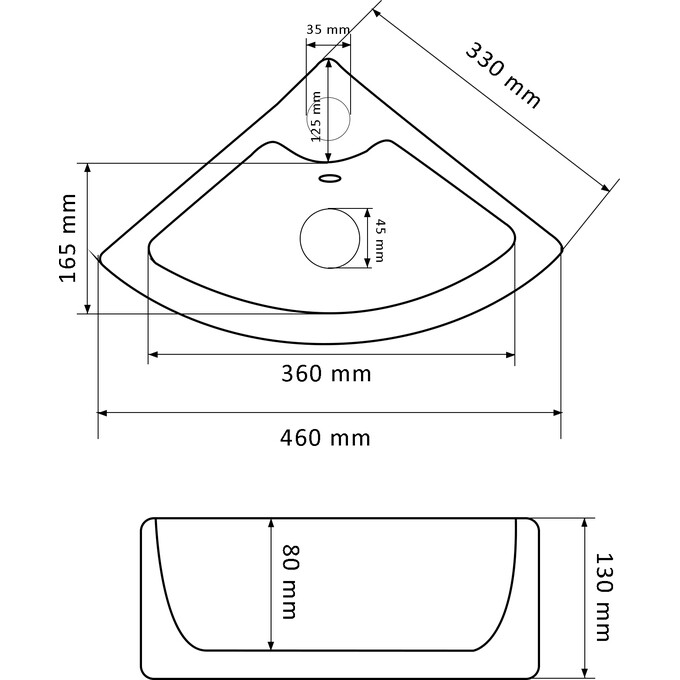 Умивальник VBI Fano White VBI-015612 (46x33 см), фото , изображение 5