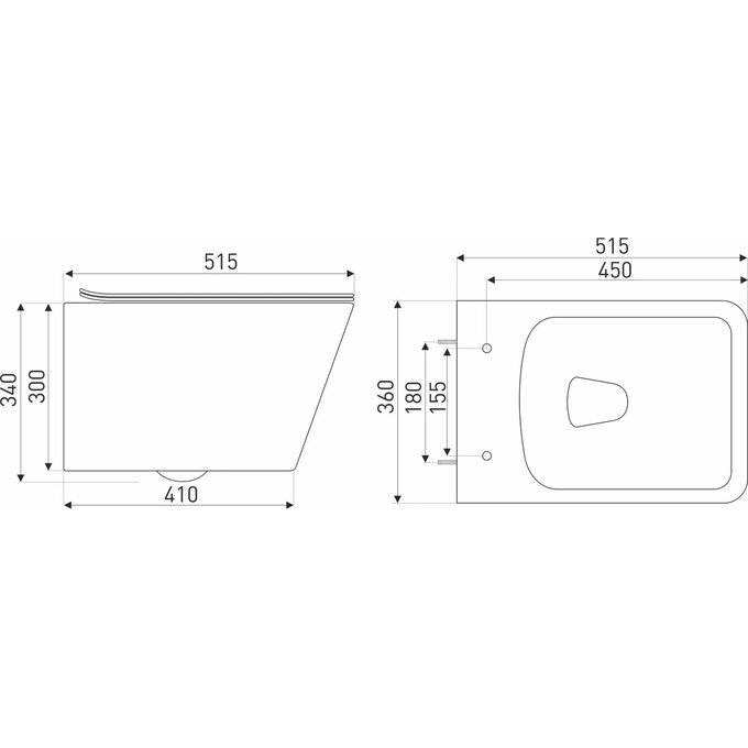 Безободковый подвесной унитаз Kerra Tinos WH (с сиденьем), фото 3