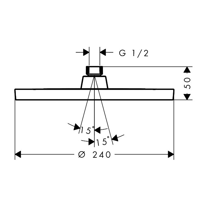 Верхний душ Hansgrohe Activera S 1jet EcoSmart Matt Black 28056670 (черный матовый), Цвет производителя: черный матовый, фото 2