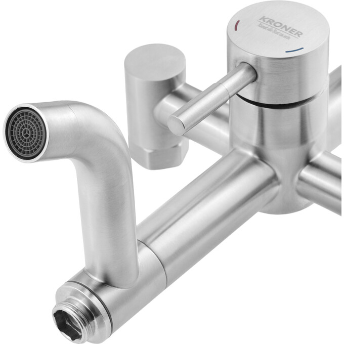 Комплект смесителей для ванной комнаты Kroner Edelstahl Klassisch KRKESG063ESG010 (Klassisch-ESG063+Klassisch-ESG010, нержавейка), фото 6