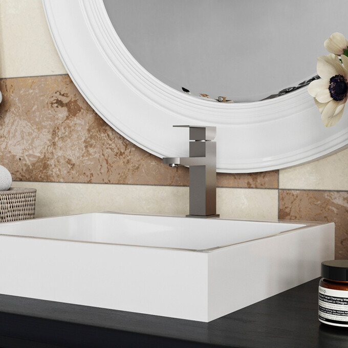 Комплект смесителей для ванной комнаты Kroner Edelstahl Kubus KRESG010ESG060 (Kubus-ESG010+Kubus-ESG060, нержавейка), фото 10