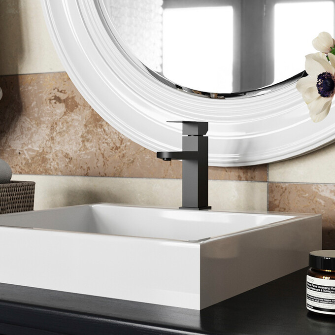 Комплект смесителей для ванной комнаты Kroner Edelstahl Kubus KRKSCH010SCH060 (Kubus-SCH010+Kubus-SCH060, черный), фото 10