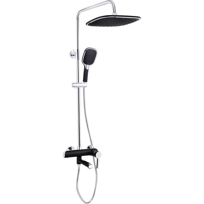 Комплект змішувачів для ванної кімнати Kroner Essen & Essen KRESCH063SCH010 (Essen-SCH063+Essen-SCH010, чорний матовий/хром), фото , изображение 2