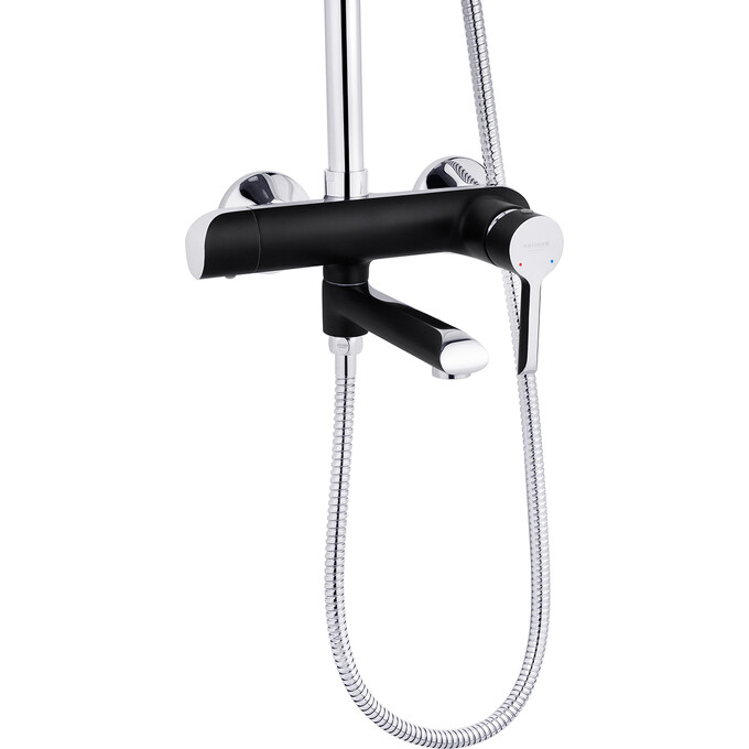 Комплект змішувачів для ванної кімнати та кухні Kroner Essen & Essen & Essen KRESCH063SCH010SCH030 (Essen-SCH063+Essen-SCH030+Essen-SCH010, чорний матовий/хром), фото , изображение 3