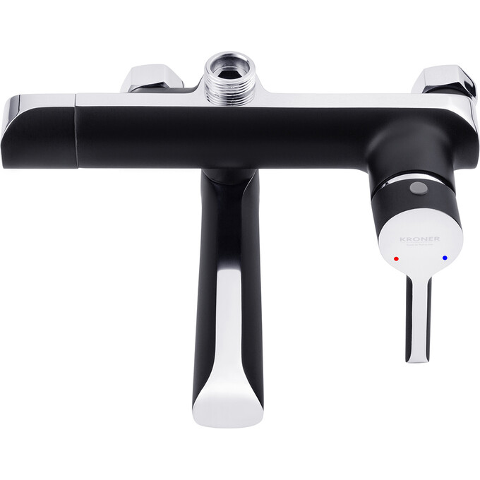 Комплект змішувачів для ванної кімнати Kroner Essen & Essen KRESCH063SCH010 (Essen-SCH063+Essen-SCH010, чорний матовий/хром), фото , изображение 4