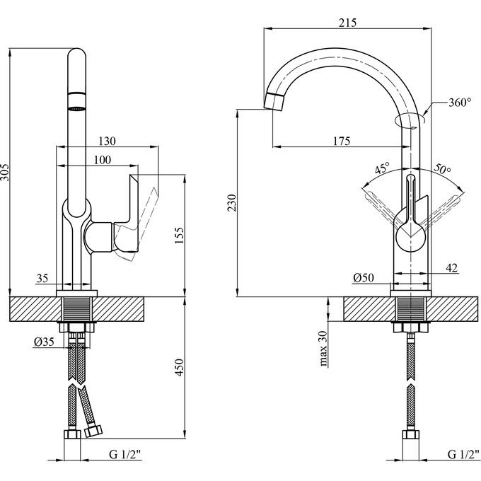 Комплект змішувачів для ванної кімнати та кухні Kroner Essen & Essen & Essen KRESCH063SCH010SCH030 (Essen-SCH063+Essen-SCH030+Essen-SCH010, чорний матовий/хром), фото , изображение 27