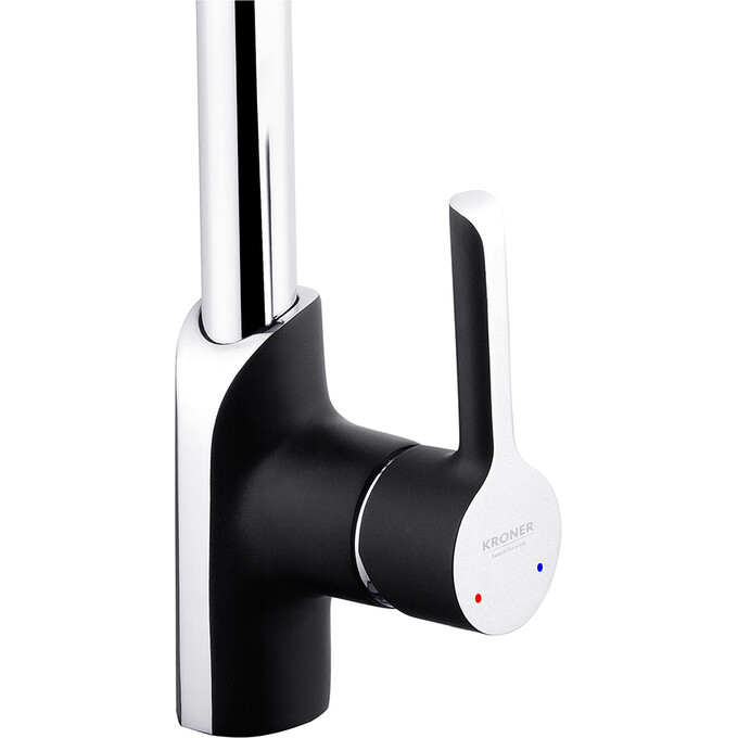 Комплект змішувачів для ванної кімнати та кухні Kroner Essen & Essen & Essen KRESCH063SCH010SCH030 (Essen-SCH063+Essen-SCH030+Essen-SCH010, чорний матовий/хром), фото , изображение 23