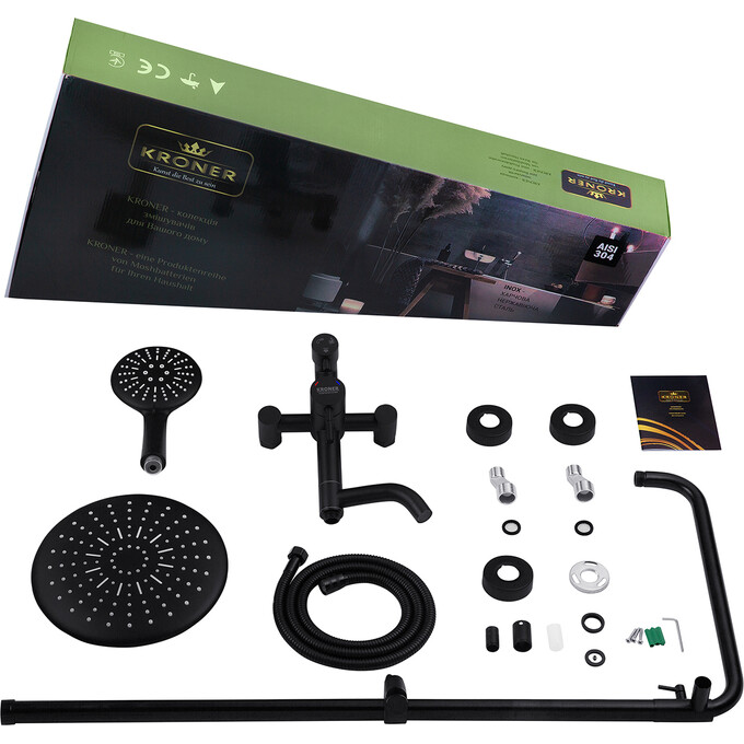 Комплект смесителей для ванной комнаты Kroner Edelstahl Klassisch KRKSCH063SCH010 (Klassisch-SCH063+Klassisch-SCH010, черный), фото 12