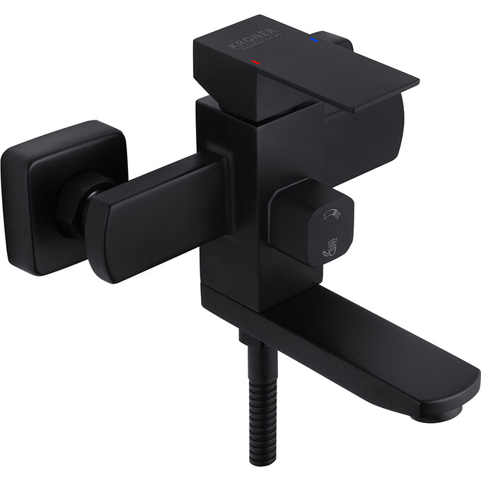 Комплект смесителей для ванной комнаты Kroner Edelstahl Kubus KRKSCH010SCH060 (Kubus-SCH010+Kubus-SCH060, черный), фото 2