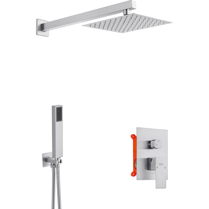 Комплект смесителей для ванной комнаты Kroner Edelstahl Kubus KRKESG082ESG010 (Kubus-ESG082+Kubus-ESG010, нержавейка), фото 2