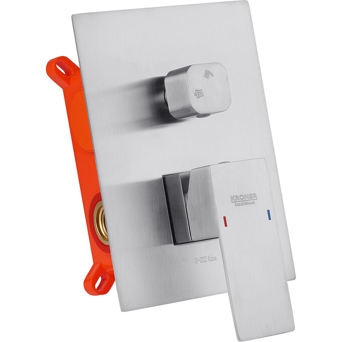 Комплект смесителей для ванной комнаты Kroner Edelstahl Kubus KRKESG082ESG010 (Kubus-ESG082+Kubus-ESG010, нержавейка), фото 3