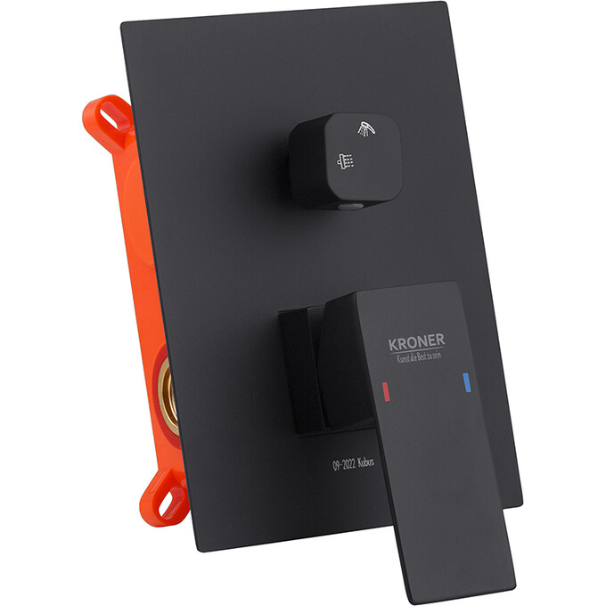 Комплект змішувачів для ванної кімнати Kroner Edelstahl Kubus KRKSCH082SCH0103 (Kubus-SCH082+Kubus-SCH010-3, чорний), фото , изображение 3