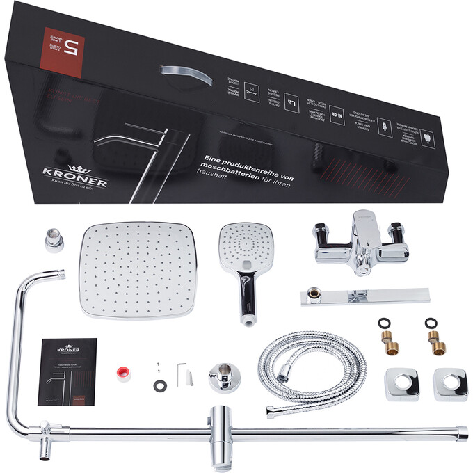 Комплект смесителей для ванной комнаты Kroner Armada & Ems KRAC067C010 (Armada-C067+Ems-C010), фото 13