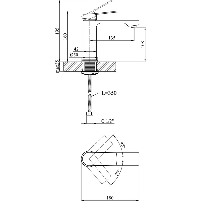Комплект змішувачів для ванної кімнати Kroner Makon KRMGRP060GRP010 (Makon-GRP060+Makon-GRP010, графіт), фото , изображение 16