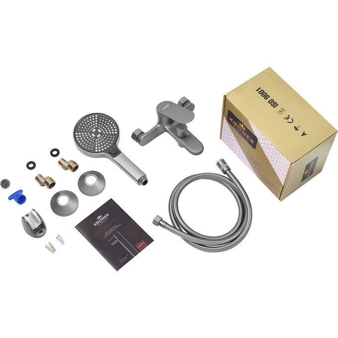 Комплект смесителей для ванной комнаты Kroner Linz KRLGRN060GRN010 (Linz-GRN060+Linz-GRN010, графит), фото 8