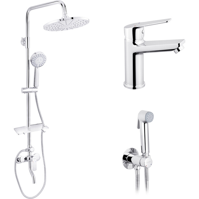 Комплект смесителей для ванной комнаты Kroner Armada & Hagen & Bidet KRAC064KC010C082 (Armada-C064K+Hagen-C010+Bidet-C082), фото 