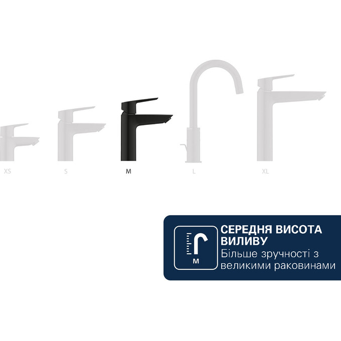 Змішувач для умивальника Grohe QuickFix Dice ColdStart M-Size Black MAtt 1018362430 (чорний матовий, з донним клапаном), Колір виробника: чорний матовий, фото , изображение 12