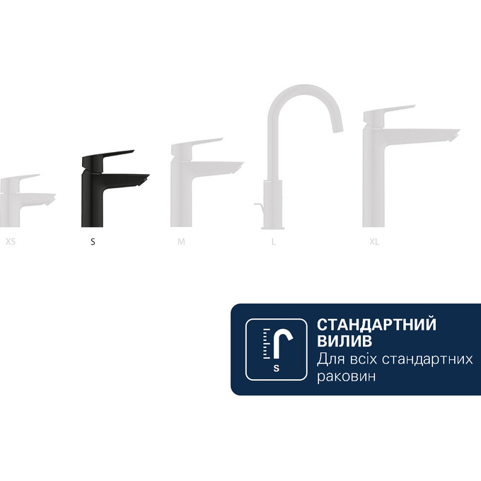 Змішувач для умивальника Grohe QuickFix Dice S-Size Black Matt 1018562430 (чорний матовий, з донним клапаном), Колір виробника: чорний матовий, фото , изображение 17