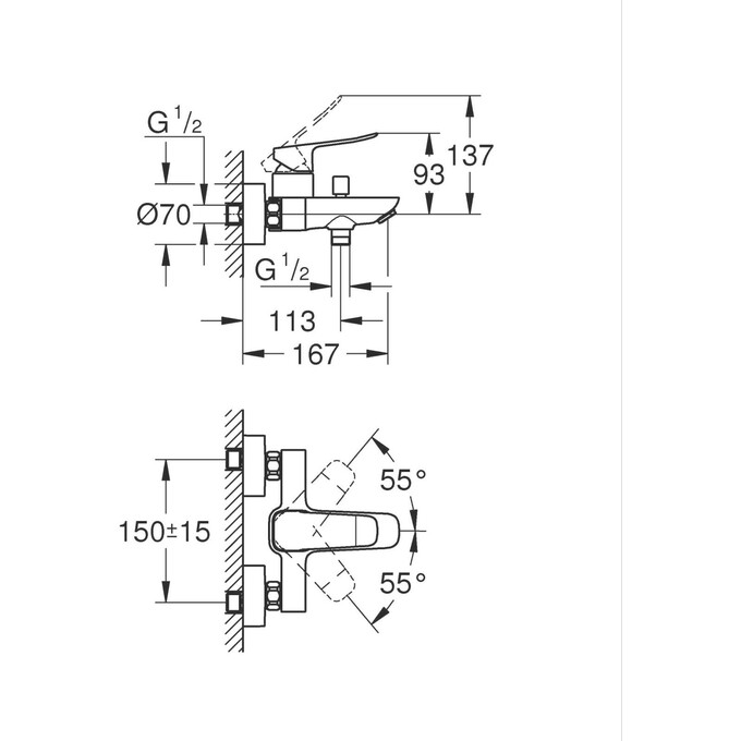 Змішувач для ванни Grohe QuickFix Dice Black Matt 1018722430 (чорний матовий), Колір виробника: чорний матовий, фото , изображение 12