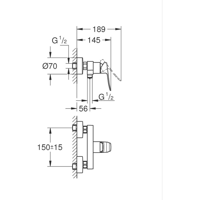 Смеситель для душа Grohe QuickFix Dice Black Matt 1018742430 (черный матовый), Цвет производителя: черный матовый, фото 12