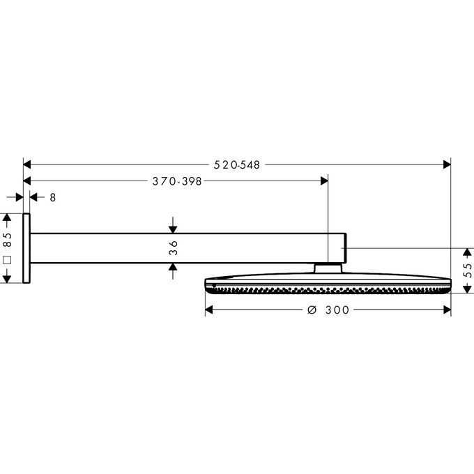 Верхний душ Hansgrohe Raindance Alive S 2jet Matt Black 24540670 (черный матовый, 2 режима струи, с кронштейном), Цвет производителя: черный матовый, фото 4