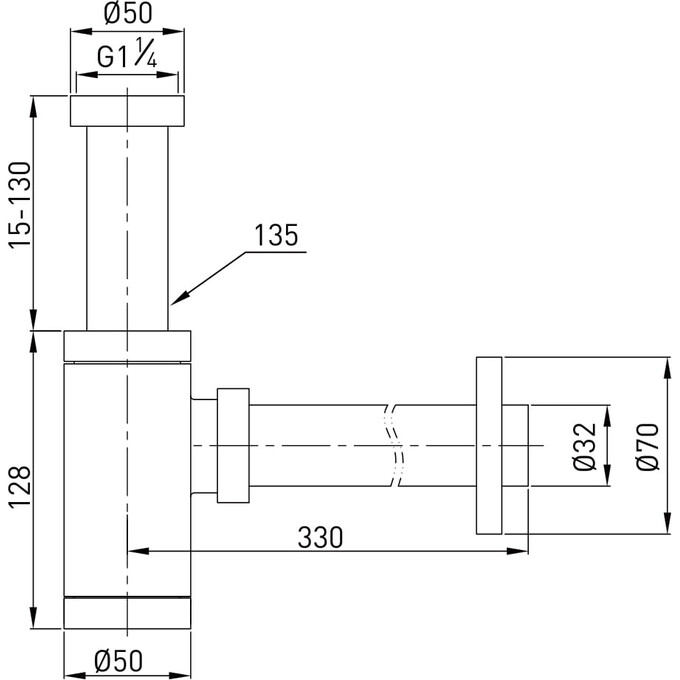 Сифон для раковины Volle Cepillado Oro 9000.094215 (брашированное золото, бутылочный), фото 2