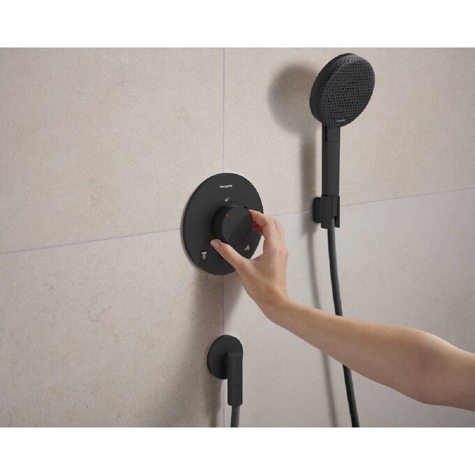 Подключение для душевого шланга Hansgrohe Fixfit FIine S Matt Black 28882670 (черное матовое), Цвет производителя: черный матовый, фото 3