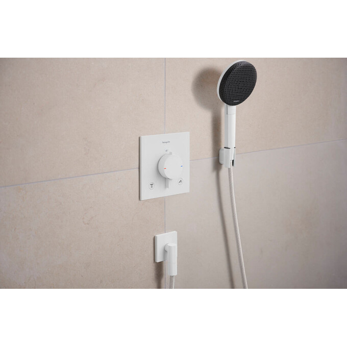 Подключение для душевого шланга Hansgrohe Fixfit FIine E Matt White 28883700 (белое матовое), Цвет производителя: белый матовый, фото 3