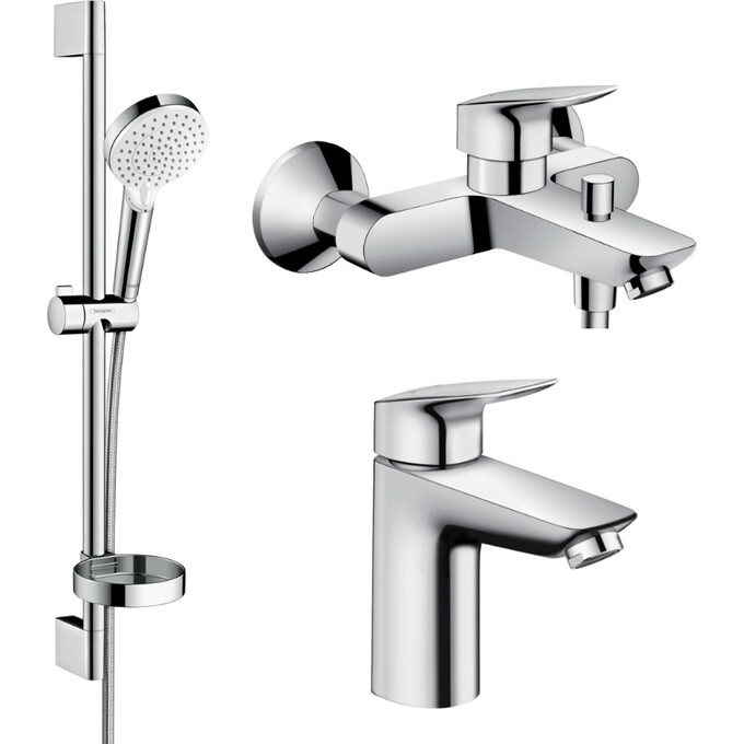 Комплект смесителей 3 в 1 для ванной комнаты Hansgrohe Logis 1082019 (71100000+71400000+26553400), фото 