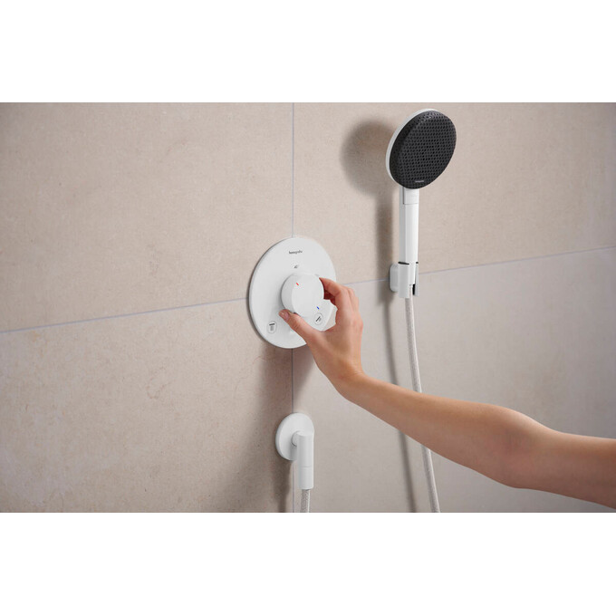 Внешняя часть смесителя скрытого монтажа с термостатом для ванны Hansgrohe Ecostat Comfort S Matt White 33715700 (белая матовая), Цвет производителя: белый матовый, фото 3