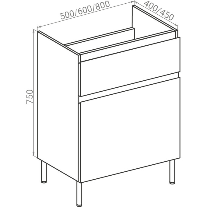Тумба RJ Flora-Xo с раковиной Kolo Moduo RJFU073-4160WHSET (RJFU073-4160WH+K116-011, 60 см, напольная), Доступные размеры: 60, фото 2