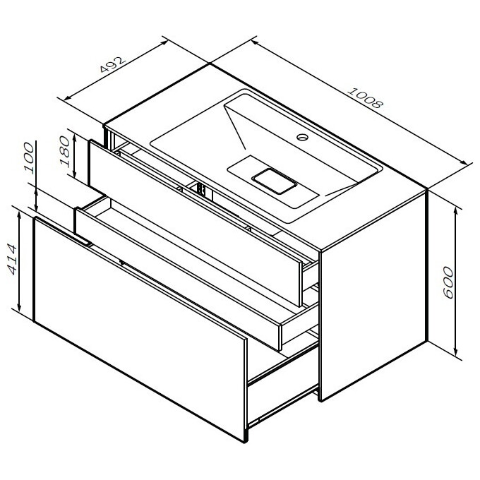 Тумба с раковиной Am.Pm Inspire V2.0 M50AFHX1003WM+M50AWPC1001WG (100 см, белая матовая, подвесная), Доступные размеры: 100, Цвет производителя: белый матовый, фото 11